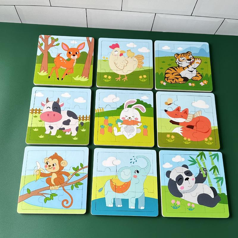 Yiran toy Puzzle Zeichentricktiere Fahrzeuge Holz 9-teiliges Set - Bild 2