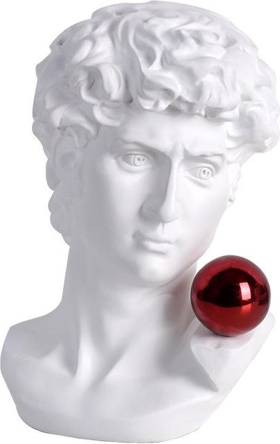 Moderne David Skulptur als Kunstkopf-Ornament in Weiß für deine Desktop-Dekoration, Höhe: 27,0 cm, Breite: 12,0 cm, Tiefe: 12,0 cm - Bild 1
