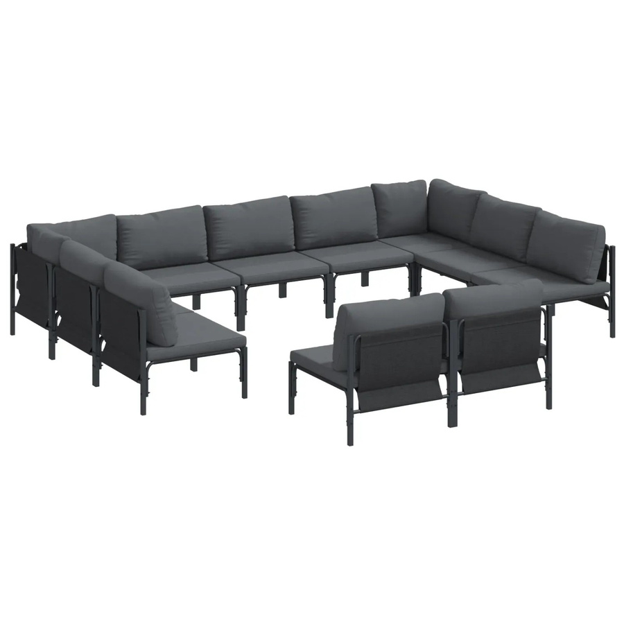 vidaXL Garten-Sofa-Set 11-teilig in Anthrazit aus pulverbeschichtetem Stahl mit UV-beständigen Polstern - Bild 2