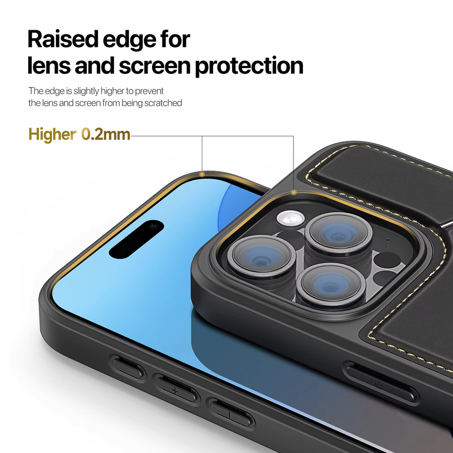 DUX DUCIS 3-in-1 Magnetische Hülle für iPhone 16 Pro Max, 15 Plus, 14, 13 mit Telefonständer und Brieftaschenfunktion in Schwarz - Bild 4