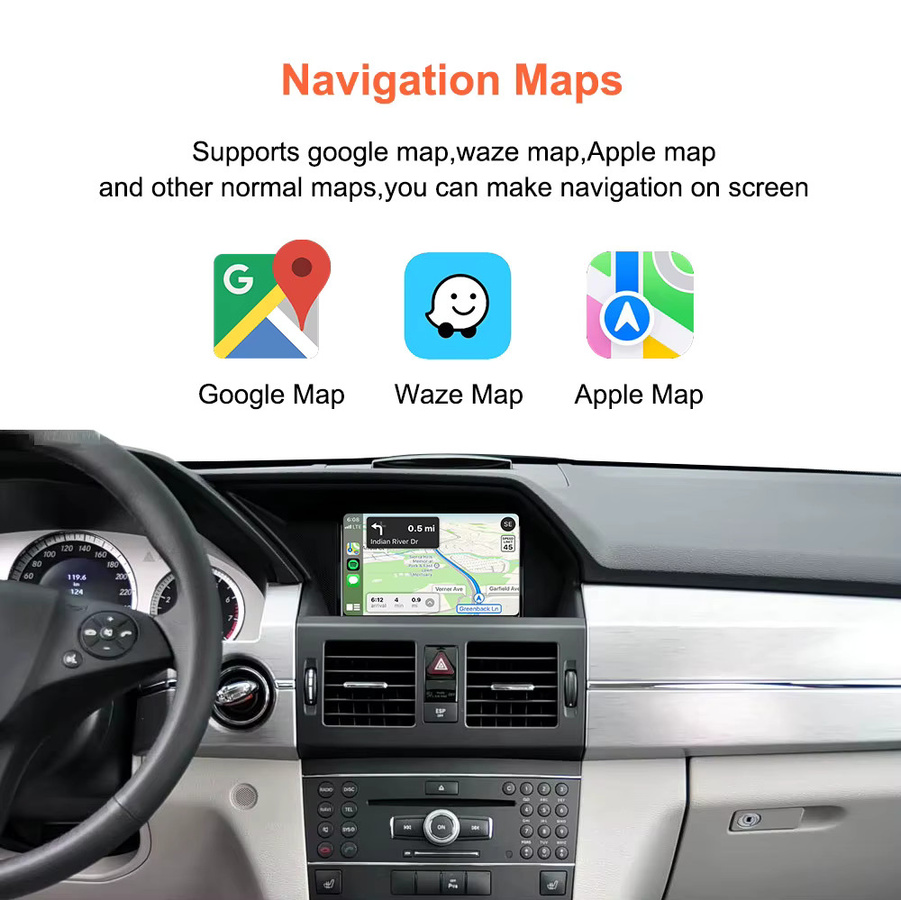 Bonroad Wireless CarPlay und Android Auto Retrofit Kit für Mercedes Benz C E Klasse GLK SLK W204 W212 2009-2011 NTG 4.0 Interface in Schwarz mit Wi-Fi und Bluetooth - Bild 4