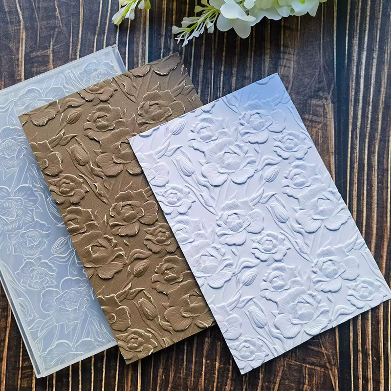 Klassischer 3D-Relief-Schnitzordner mit Rosenblüten-Design aus transparentem Kunststoff für Scrapbooking und DIY-Papierarbeiten - Bild 3