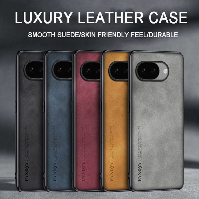 Stoßfeste Leder-Handyhülle für Google Pixel 10A, 9, 8, 7, 6, 8A, 7A, 10 Pro XL in Schwarz - Bild 1