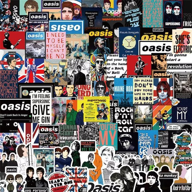 LanLanStickersWorld Oasis British Rock Band Poster-Aufkleber, 50 Stück, Multicolor - Bild 1