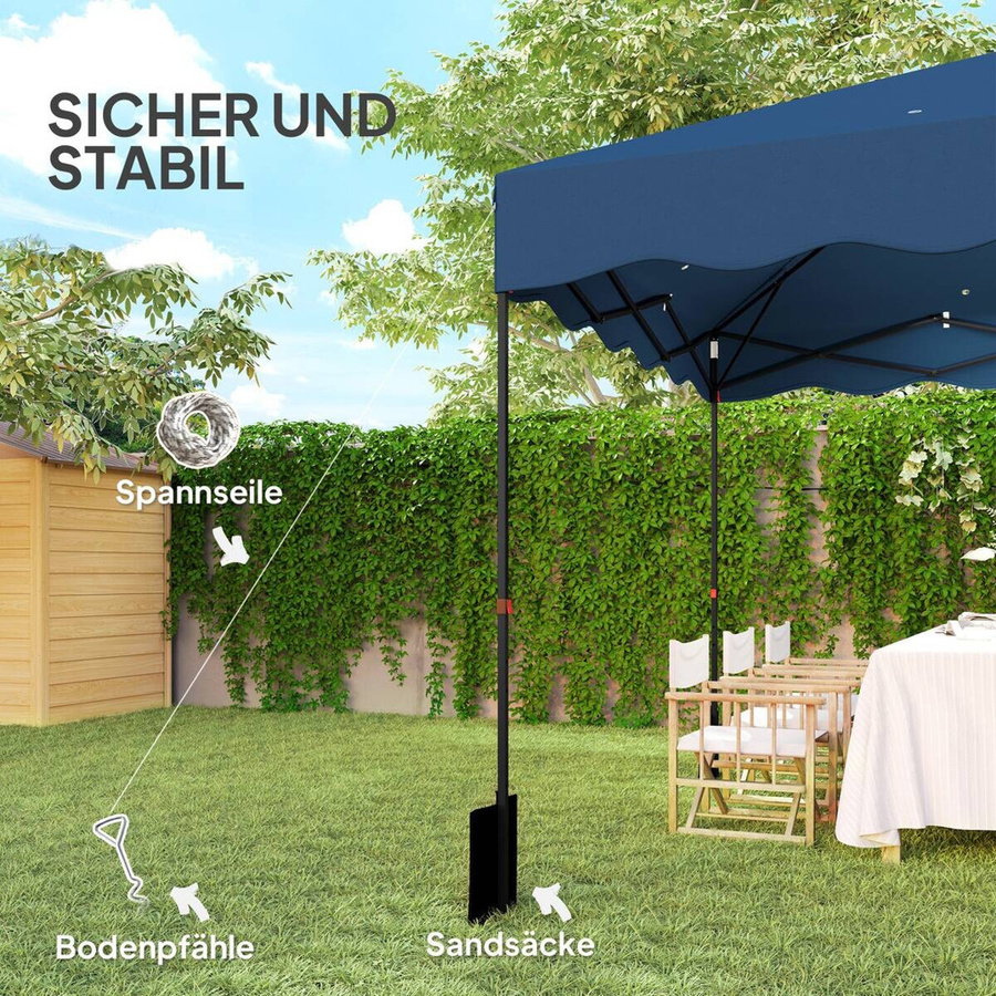 Outsunny Pavillon blau aus Metall und Polyester B/H/L: 297 x 287 x 297 cm - Bild 4