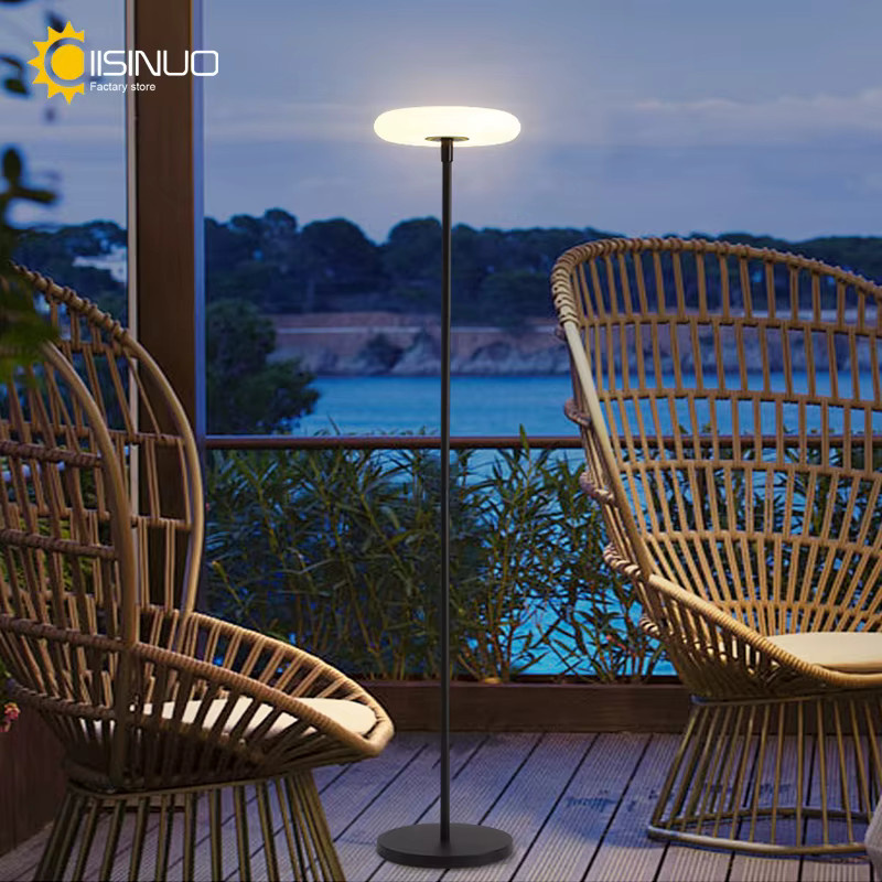 IISINUO Solare Außenstehlampe in Weiß, moderne Gartenleuchte mit IP65 Wasserschutz und warmweißem Licht - Bild 2