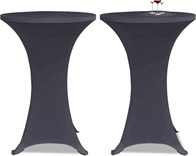 4er-Set vidaXL Stretch-Tischhussen aus Polyester und Spandex in Anthrazit, Durchmesser: 80 cm - Bild 1