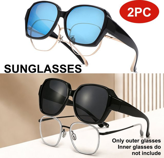 VOPHA Sonnenbrille, Überbrille, Herren, eckig, Vollrand, schwarz, Kunststoff - Bild 1