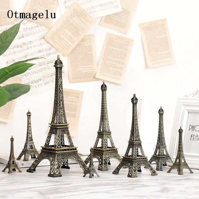 Otmagelu Eiffelturm Metall Vintage Figur als Tischdeko und Schreibtisch-Ornament, Höhe: 32 cm - Bild 1