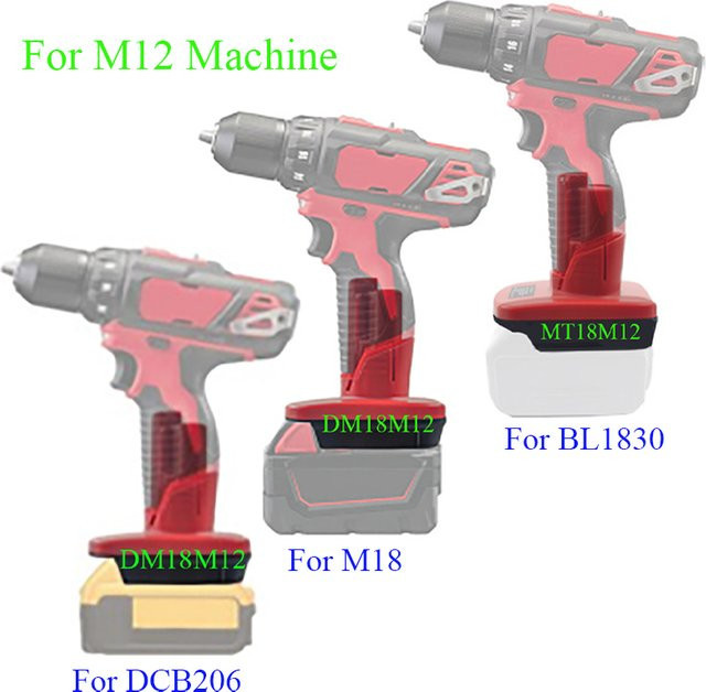 Adapter Konverter für Makita M18, Milwaukee M12 und DeWalt 18V/20V Akkus, Farbe: Rot - Bild 1