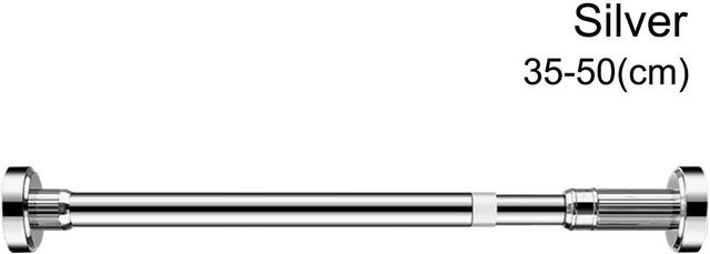 Pinjiang Teleskop-Vorhangstange aus Edelstahl ohne Bohren für Balkon und Bad, Farbe: Silber, Breite: 35-50 cm - Bild 1