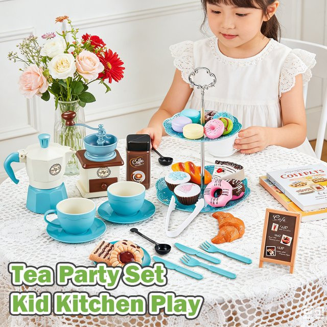 CONUSEA Teeservice-Set, Küchen-Kaffeemaschine, Mini-Brot und -Kuchen, 38-teiliges Set - Bild 1