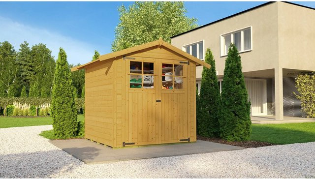 Weka Holz-Gartenhaus Parma Satteldach in Eiche Hell lasiert B/T/H: 221 x 198 x 217 cm - Bild 1
