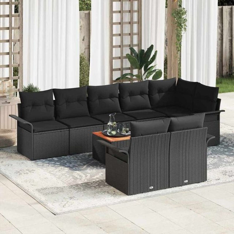 vidaXL Garten-Sofa-Set mit 9-teiligem Polster und Stauraum in Schwarz - Bild 1
