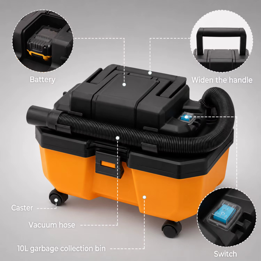 DeWALT Multifunktionaler Bürstenloser Akku-Staubsauger für 18V Lithium-Akkus, Tragbarer Kabelloser Auto-Staubsauger, Orange - Bild 2