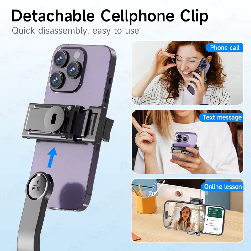 Axnen Bluetooth Selfie-Stick Stativ mit Fernbedienung und abnehmbarem LED-Licht in Schwarz für iPhone und Android-Smartphones - Bild 5
