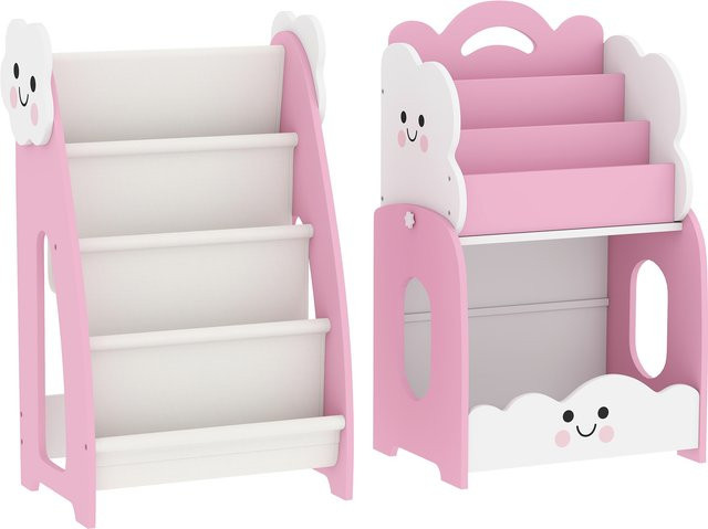 Aosom Kinderregal als Bücherregal und Spielzeugregal mit Organizer, Rosa, B/T/H: 85,5 x 32 x 72 cm - Bild 1