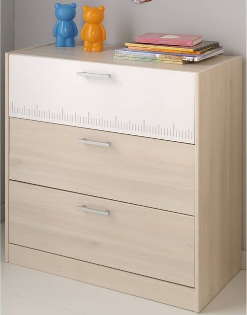 Parisot Schubkastenkommode Charly 23 aus Akazie in Weiß, B/T/H: 78 x 40 x 82 cm - Bild 1