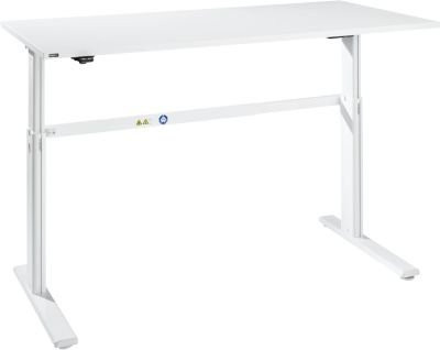 Elektrisch höhenverstellbarer Schreibtisch Bexxstar in Weiß mit C-Fuß, B: 180 cm, T: 80 cm, H: 72,5-118,5 cm