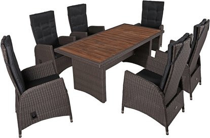 GARDEN PLEASURE Gartenmöbelset BRAGA aus Aluminium und Akazienholz in Grau für 6 Personen - Bild 1