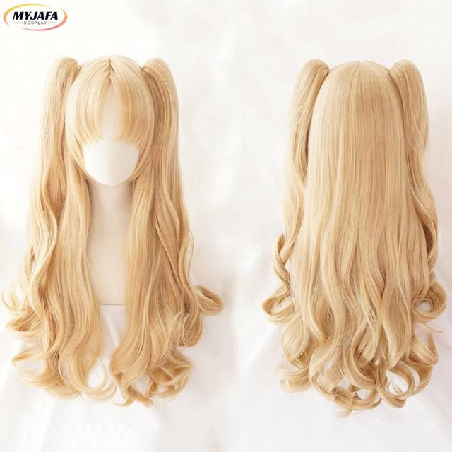 Ereshkigal Cosplay-Perücke, blonde lockige Pferdeschwänze, Kunsthaar - Bild 1