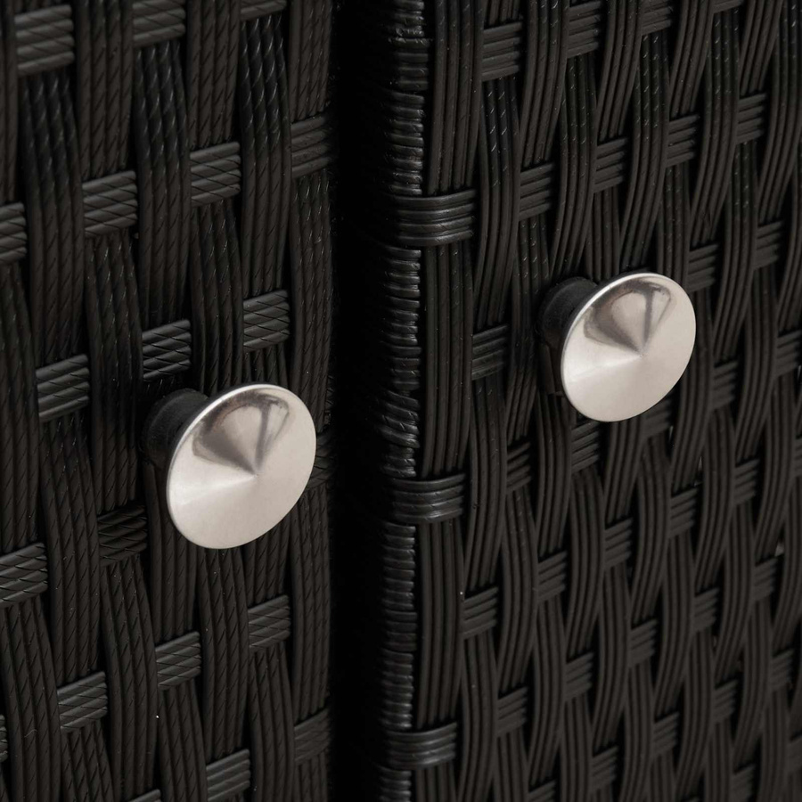 Schrank von VD Home Furnishing in Schwarz aus Akazienholz, Polyester und Poly-Rattan für Garten und Terrasse, B/T/H: 70 x 50 x 87 cm - Bild 2