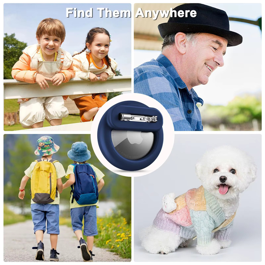 Apple Silikon AirTag Halter mit Sicherheitsnadeln in Pink für Kinder und Senioren als GPS Tracker Hülle für Kleidung, Schuhe oder Rucksäcke - Bild 6