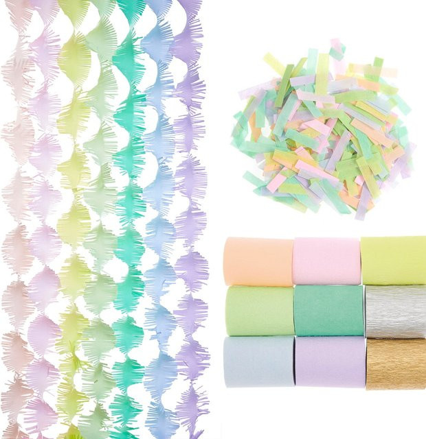 Rico Design Deko-Set Regenbogen in Pastellfarben Multicolor mit Krepp-Elementen zum Aufhängen - Bild 1