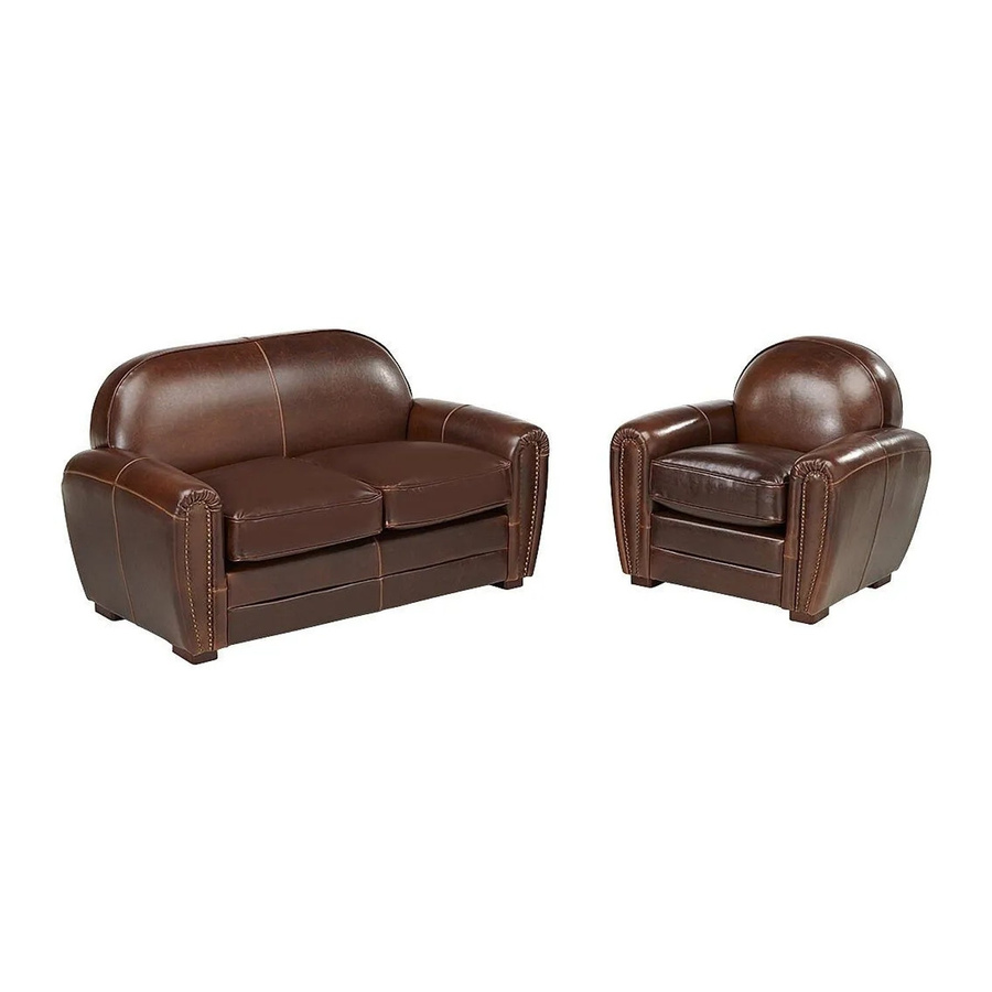 Vente-unique Couchgarnitur Baudoin aus Leder in Schokobraun bestehend aus einem 2-Sitzer und einem Sessel mit klassischem Design - Bild 2