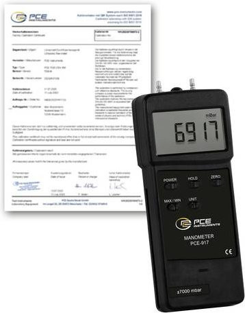 PCE Instruments PCE-917-ICA Druck-Messgerät in Schwarz, kalibriert nach ISO, Messbereich -7000 bis +7000 mbar - Bild 1