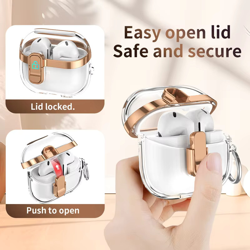 Samsung Galaxy Buds 3 Pro Schutzhülle mit Verschluss Schnalle in Grün Transparent - Bild 1