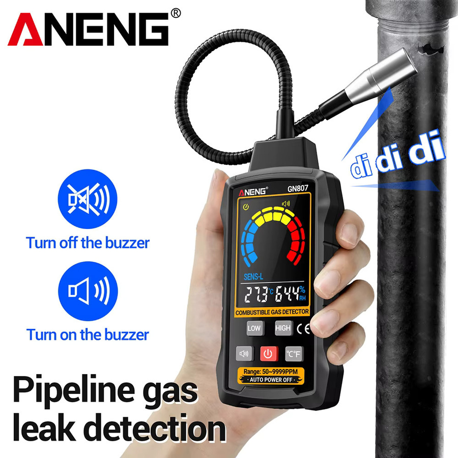 ANENG Gasleck-Tester Detektor für brennbare Gase und Freon in Schwarz, Messbereich 50-10000 PPM für Auto-Klimaanlagen, Halogen und Erdgas - Bild 2
