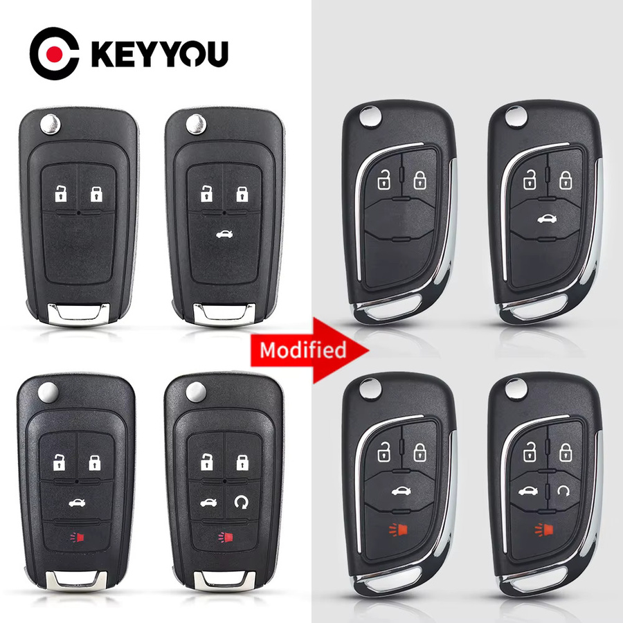 KEYYOU Modifizierter Autoschlüssel für Chevrolet Cruze und Opel Insignia Astra Zafira Mokka Agila Corsa Meriva Signum Tigra in Schwarz - Bild 3