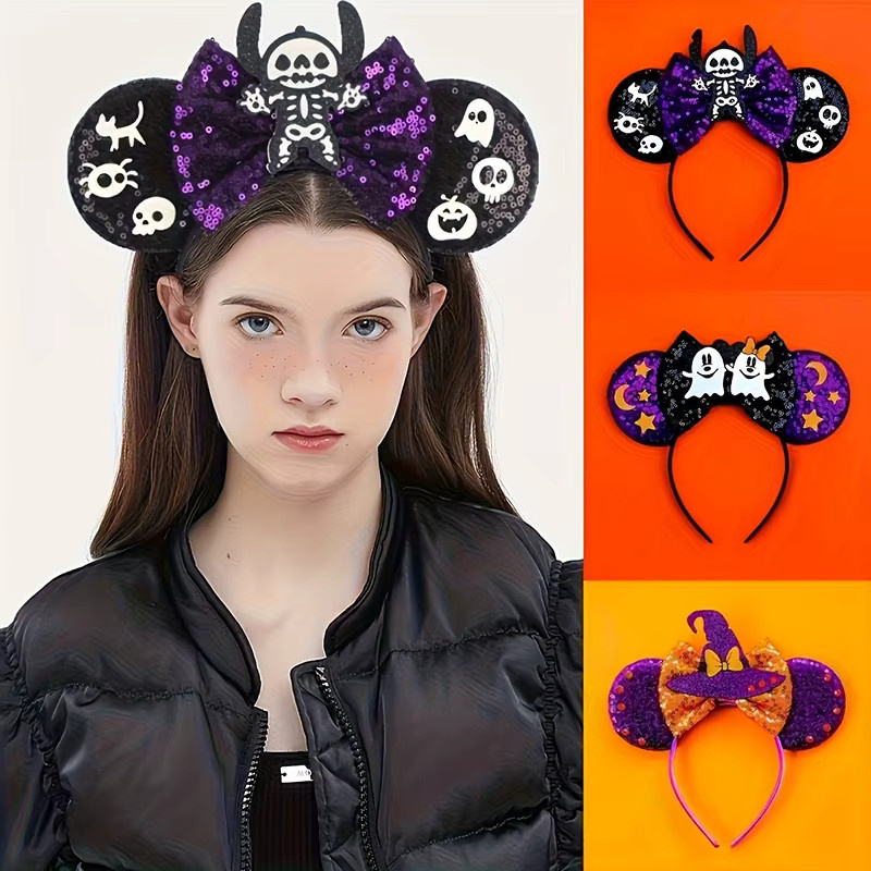HEROCROSS Disney Stitch Stirnband Mickey Minnie Maus Ohren, Halloween, Haarschmuck - Bild 2