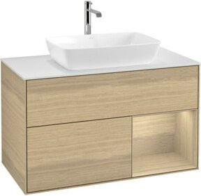 V&B Waschtischunterschrank Finion 100 mit Wandbeleuchtung in Eichenoptik, Breite: 100 cm, Höhe: 50,1 cm, Tiefe: 50,1 cm - Bild 1