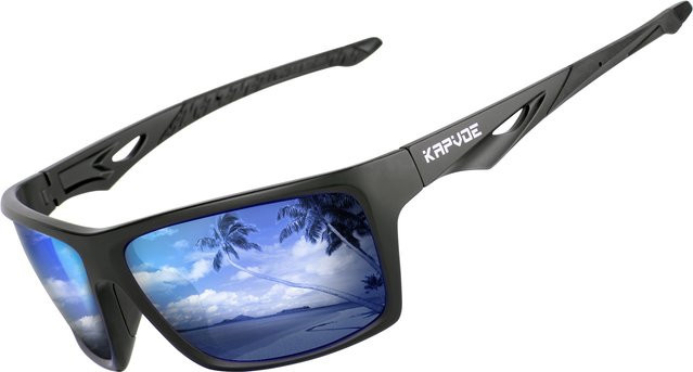 Kapvoe Sportsonnenbrille, Vollrand, Kunststoff, schwarz, Unisex, polarisiert - Bild 1