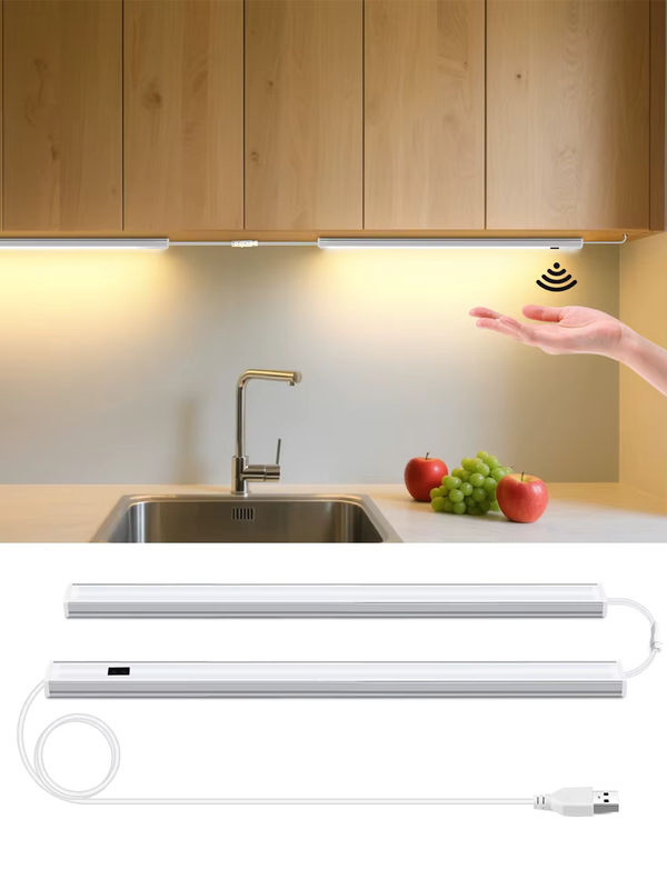 Rybakov LED Nachtlicht mit Bewegungssensor aus Aluminium, weiß, USB-betrieben, Wandlampe für Küche und Schrank - Bild 5