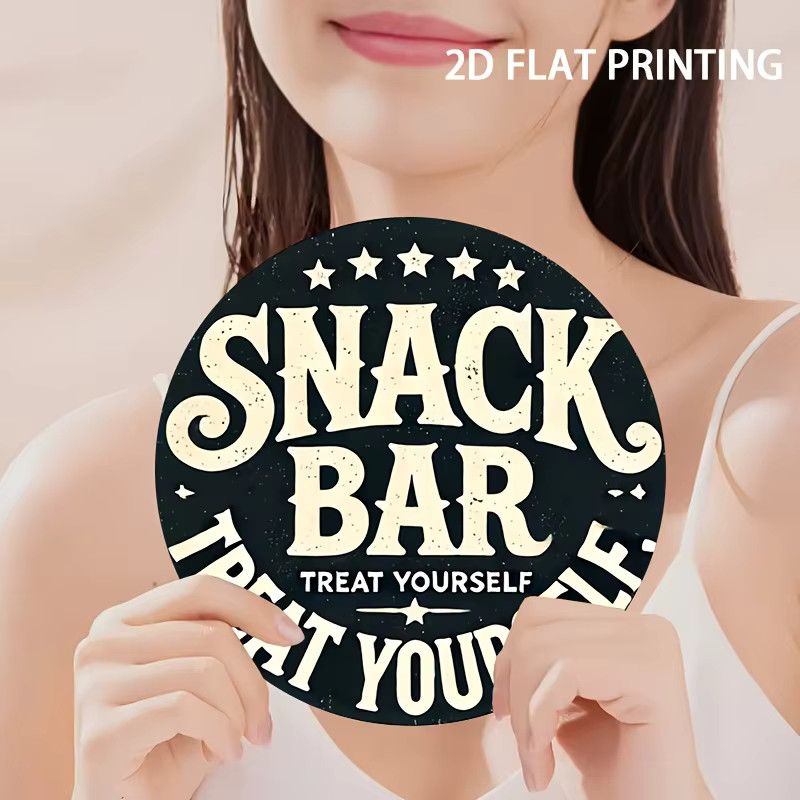 Potdemiel Wanddekoration Snack Bar Treat Yourself Today Kreisförmiges Holzschild mit vorgebohrten Löchern Durchmesser: 20 cm - Bild 5