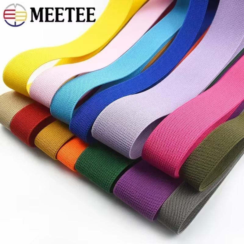 Meetee Elastisches Gummiband in Silber für Hosen, Taille und Kleidung, Breite: 10–50 mm, Länge: 3–5 m - Bild 2