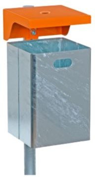 Probbax Abfallbehälter aus feuerverzinktem Stahlblech mit Ascher und Dreikantschloss, 40 Liter, silbermetallic, B: 31,0 cm, T: 36,0 cm, H: 60,0 cm - Bild 1