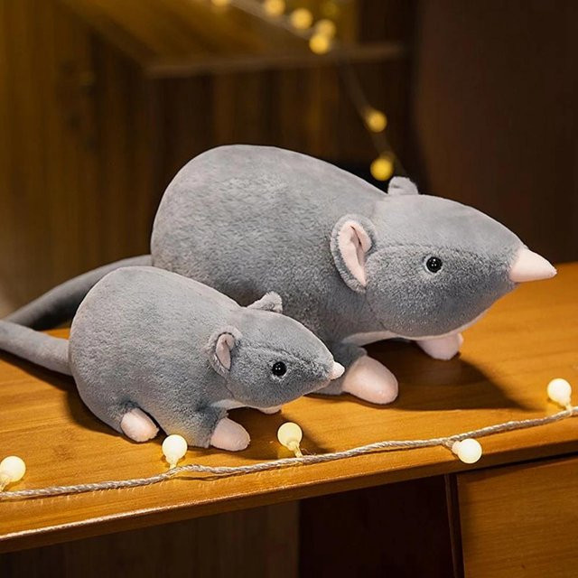 Maus Plüschtier Maus Plüsch Kissen Grau - Bild 1