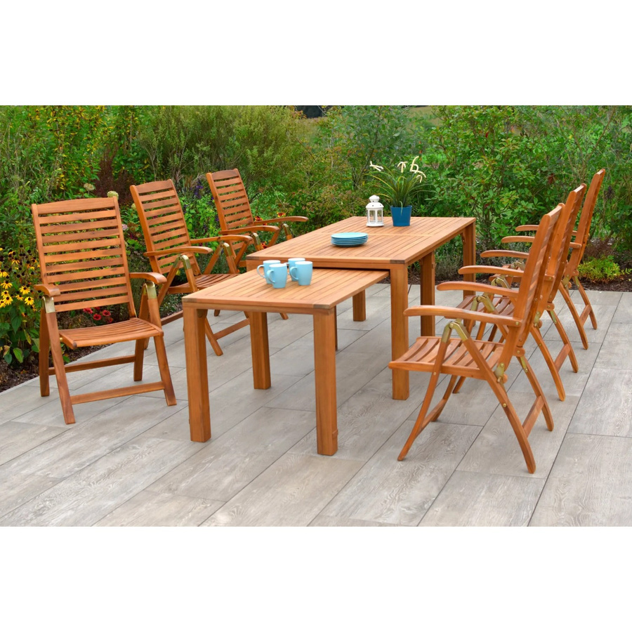 Merxx Gartenmöbelset Paraiba aus Akazienholz in Beige mit ausziehbarem Tisch für 7 Sitzplätze - Bild 2