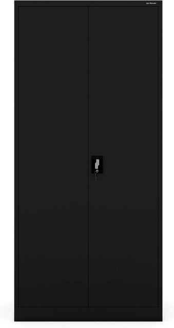 Jan Nowak Aktenschrank aus Metall in Schwarz mit Schloss und verstellbaren Regalböden, H: 195 cm, B: 90 cm, T: 40 cm - Bild 1