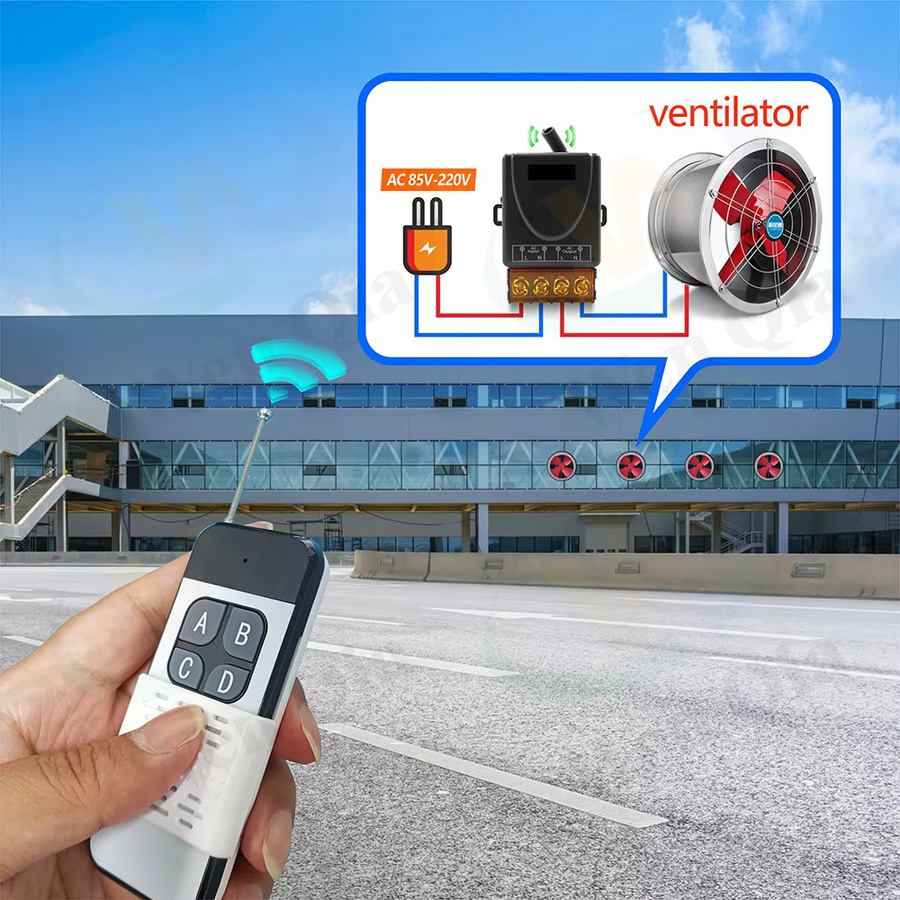 WenQia Drahtloser Fernbedienungsschalter 433MHz mit 30A Hochleistungs-RF-Relaismodul und 1000m Reichweite in Schwarz - Bild 4
