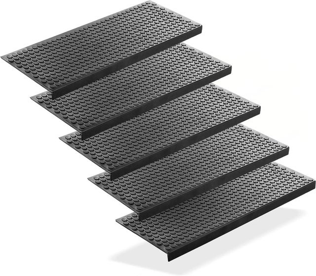 BigDean 5 Stück Stufenmatten aus Gummi mit Kreis Design in Schwarz, Anti Rutsch und Outdoor geeignet, B: 75 cm, T: 25 cm - Bild 1