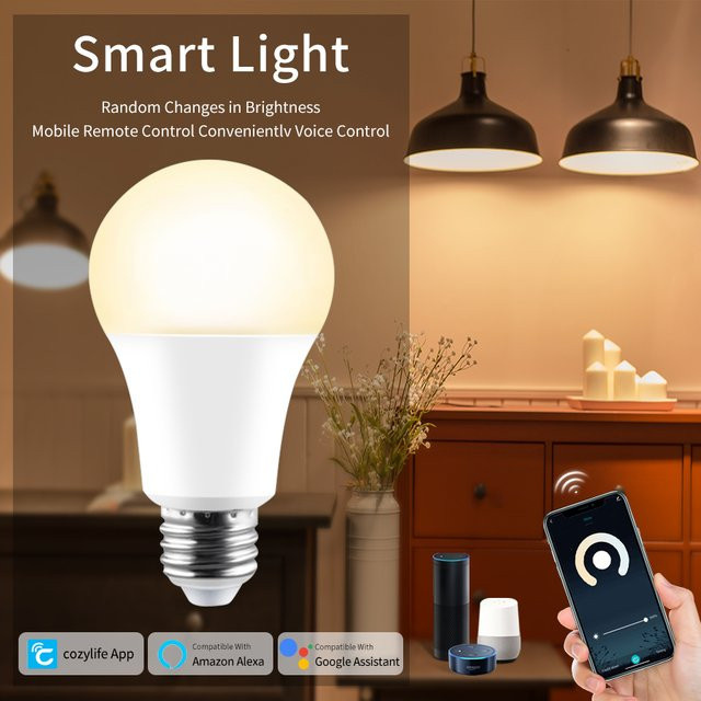ATcomm Cozylife Smart LED Glühbirne E27 WiFi dimmbar mit App-Steuerung, Alexa und Google Assistant, Farbe: Weiß - Bild 1