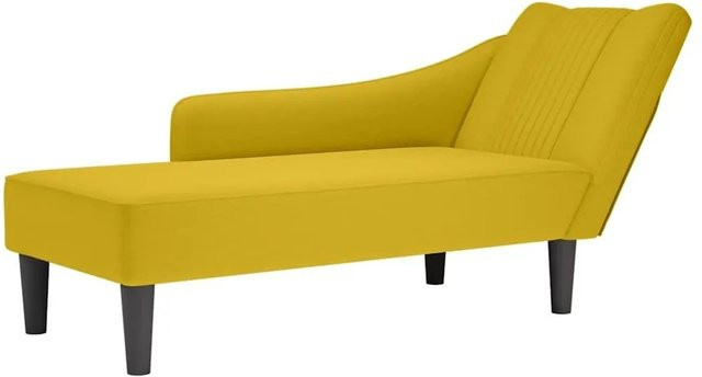 vidaXL Chaiselongue mit rechter Armlehne aus gelbem Samt, B/T/H: 140 x 56 x 66 cm - Bild 1