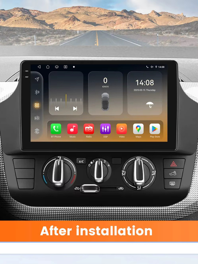 Hizpo Android 14 Autoradio für Volkswagen UP 2017–2023 mit Snapdragon 6115, kabelloses CarPlay, Bluetooth, GPS und 4G, Farbe: Schwarz - Bild 4