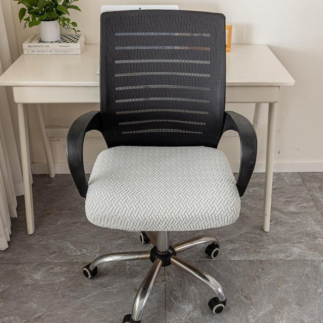 Yiran Furniture Universal Bürositzbezug für Computerstühle, verdickt und elastisch, Lichtgrau, 45-52 cm - Bild 1
