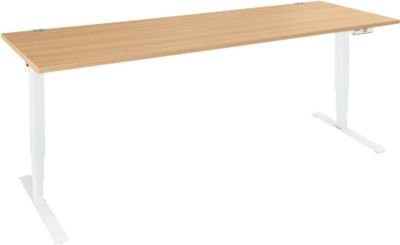 Schäfer Shop Genius Schreibtisch AERO FLEX elektrisch höhenverstellbar mit T-Fuß und Memorypanel, Buche/weiß, Breite: 200 cm - Bild 1